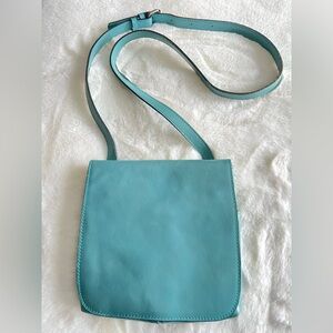 Patricia Nash Leather Crossbody Bag Turquoise Blue Flap Purse Adjustable Strap